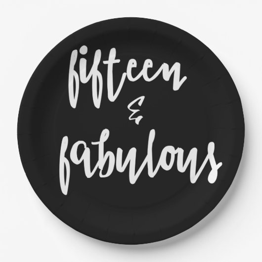 15 & Fabulous - 15. Geburtstagspapier-Teller Pappteller (Vorderseite)