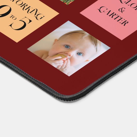 15 Foto, 6 Farbblock auf Burgund Schreibtischunterlage (Ecke)