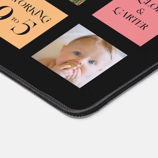 15 Foto, 6 Farbblock auf Schwarz Schreibtischunterlage (Ecke)