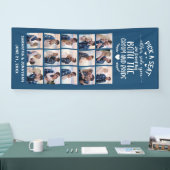 15 Foto Collage Blau/Weiß Willkommen bei unserer H Banner (Messe)