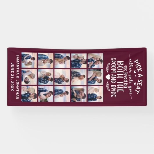 15 Foto Collage Burgund Willkommen bei unserer Hoc Banner (Horizontal)