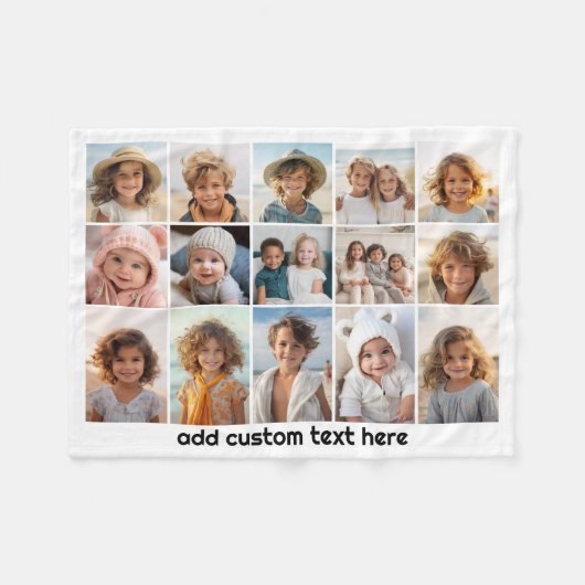 15 Foto Collage Grid - Skripttext - Schwarz-weiß Fleecedecke (Vorderseite (Horizontal))