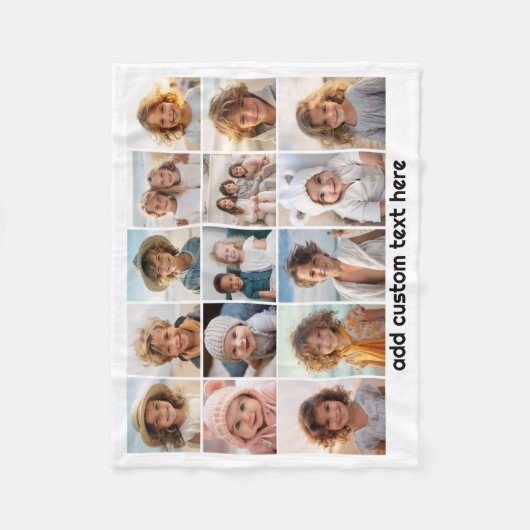 15 Foto Collage Grid - Skripttext - Schwarz-weiß Fleecedecke (Vorderseite)