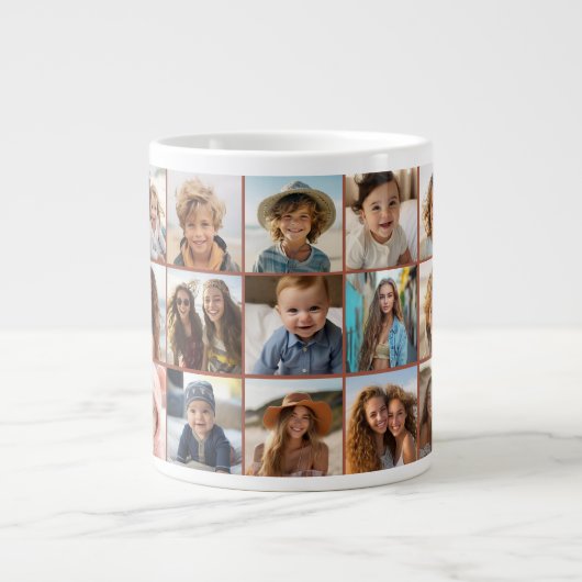 15 Foto Collage Grid - Terracotta Jumbo-Tasse (Vorderseite)