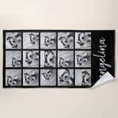 15 Foto Collage mit Skriptnamen - Schwarz-weiß Strandtuch (Vorderseite)