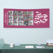 15 Foto Collage Pink & White Mr. & Mrs. Wedding Banner (Messe)