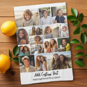 15 FotoCollage - Benutzerdefinierter Text - Schwar Geschirrtuch