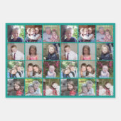 15 FotoCollage - Bestes Jahr je Rot Grün Aquamarin Geschenkpapier Set (Vorderseite 3)