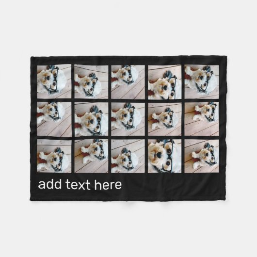 15 FotoCollage mit einfachem Text - Schwarz-weiß Fleecedecke (Vorderseite (Horizontal))