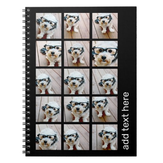 15 FotoCollage mit serifenem Text - Schwarz-weiß Notizblock (Vorderseite)