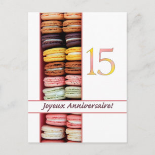15. Französisch Geburtstag Macaron-Joyeux Annivers Postkarte
