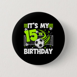 15. Fußball-Geburtstagsfeier 15 Jahre alte Fußball Button