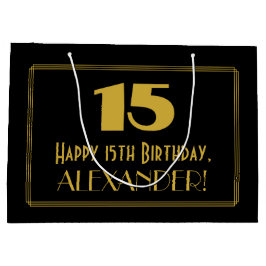 15. Geburtstag — Art Deco Inspiriert Look "15" & N Große Geschenktüte