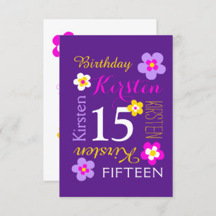 15. Geburtstag Blume gelb rosa lila Überraschung Einladung