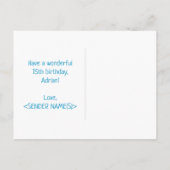 15. Geburtstag: Bold, Fun, Simple, Rainbow 15 Postkarte (Rückseite)