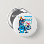 15. Geburtstag Dinosaurier 15 Jahre Junge Kinder Button (Vorne & Hinten)