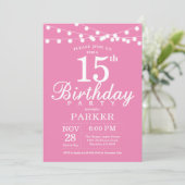 15. Geburtstag Einladung Rosa (Stehend Vorderseite)