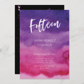 15. Geburtstag Einladung Rosa Lila Wasserfarbe (Vorne/Hinten)