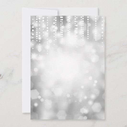 15. Geburtstag Einladung Silberner Glitzer (Rückseite)