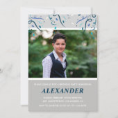 15. Geburtstag Einladungen Männer Confetti Foto Na (Vorderseite)