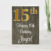 15. Geburtstag: Elegante Imitate Gold Look #, Imit Karte (Vorderseite)