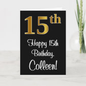 15. Geburtstag ~ Elegante Luxuriöse Imitate Gold L Karte (Vorderseite)