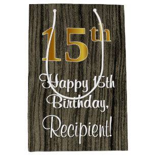 15. Geburtstag: Elegantes falsches Gold Look #, Fa Mittlere Geschenktüte