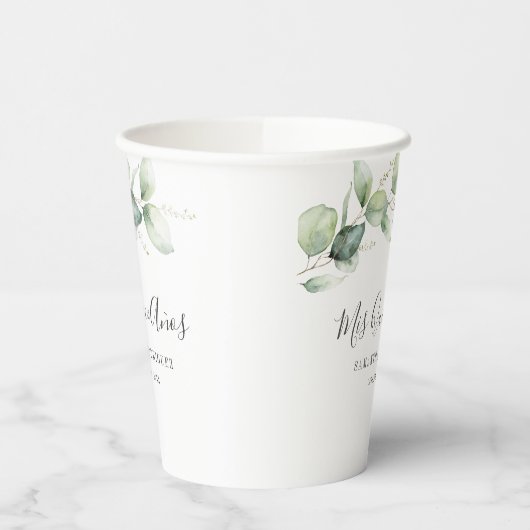 15. Geburtstag Eukalyptus Greenery Quinceanera Pappbecher (Links)