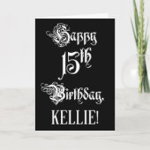 15. Geburtstag: Extravagant, elegant, Script + Ind Karte (Vorderseite)