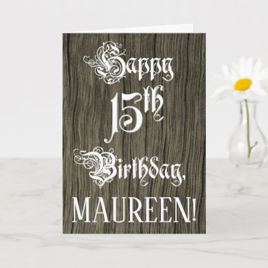 15. Geburtstag: Extravaganter, eleganter Text; Imi Karte (Kleine Pflanze)