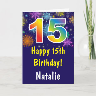 15. Geburtstag farbenfrohe Regenbogenfeuerwerke Na Karte