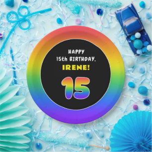 15. Geburtstag: Farbiger Regenbogen # 15, Individu Pappteller