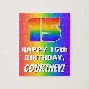 15. Geburtstag: Farbiges, lustiges Regenbogenmuste Puzzle