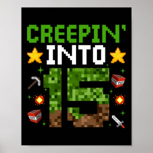 15. Geburtstag Gamer Pixel Creepin" in 15 Video G Poster
