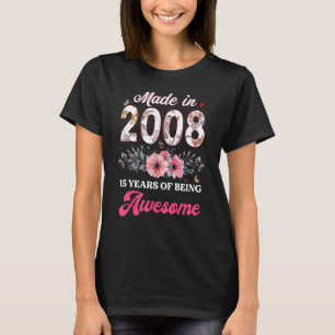 15. Geburtstag Geboren im Jahr 2008 15 Jahre Alte T-Shirt