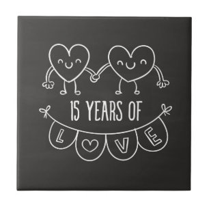 15. Geburtstag Geschenk Chalk Herzen Fliese