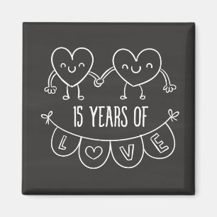 15. Geburtstag Geschenk Chalk Herzen Magnet