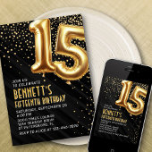 15. Geburtstag Gold Black Einladung