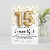 15. Geburtstag Gold Punkt Einladung (Stehend Vorderseite)