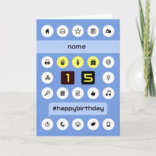 15. Geburtstag hinzufügen Name personalisiert Comp Karte (Vorderseite)