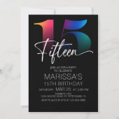 15. Geburtstag modern Einladung (Vorderseite)