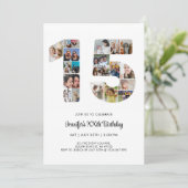 15. Geburtstag Nr. 15 Custom Foto Collage Einladung (Stehend Vorderseite)