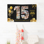 15. Geburtstag Nummer 15 Foto-Collage Schwarz Gold Banner (Insitu)