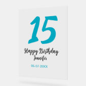 15. Geburtstag quiencenera fügen Datum Jahr blauen Acrylschild (Winkel)