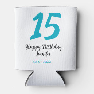15. Geburtstag quiencenera fügen Datum Jahr blauen Dosenkühler