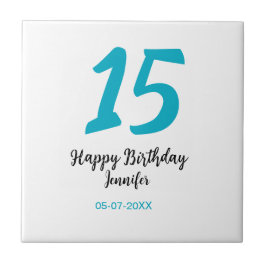 15. Geburtstag quiencenera fügen Datum Jahr blauen Fliese
