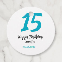 15. Geburtstag quiencenera fügen Datum Jahr blauen Geschenkanhänger