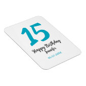 15. Geburtstag quiencenera fügen Datum Jahr blauen Magnet (Rechte Seite)