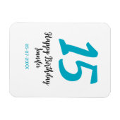 15. Geburtstag quiencenera fügen Datum Jahr blauen Magnet (Horizontal)