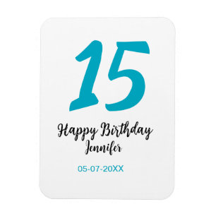 15. Geburtstag quiencenera fügen Datum Jahr blauen Magnet